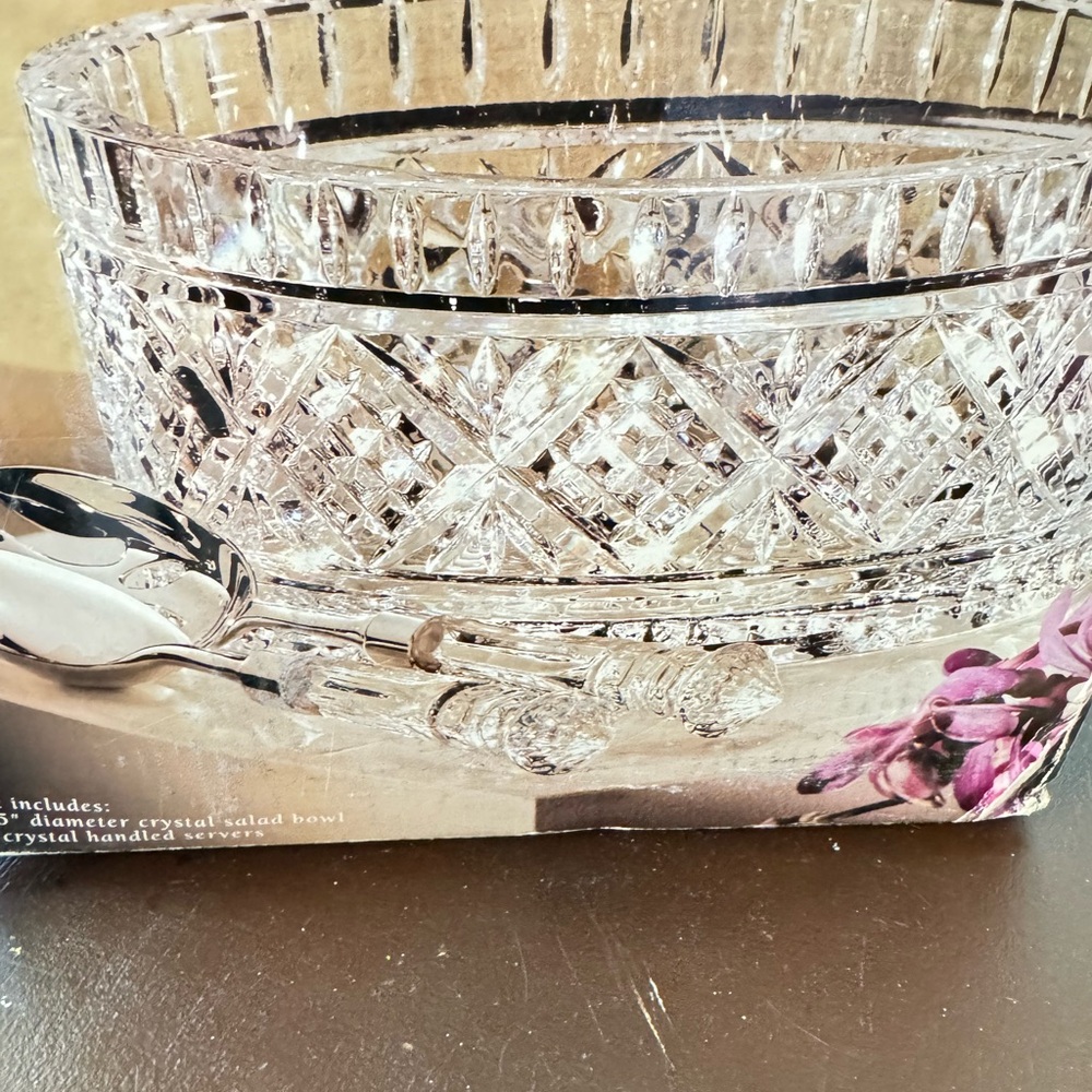 Crystal Salad Bowl with Servers